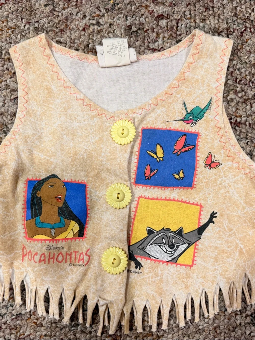 Vintage 90's rare Disney Pocahontas fringe vest